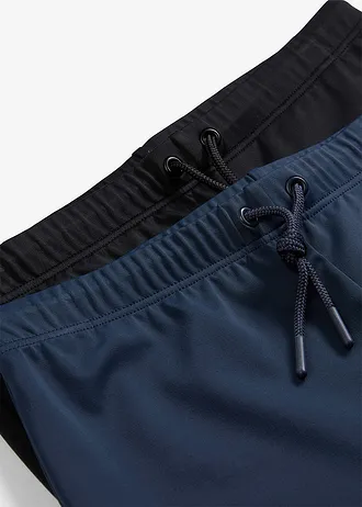 Zwemshorts met lange pijpen en strakke pasvorm (set van 2), Kleur: zwart-donkerblauw