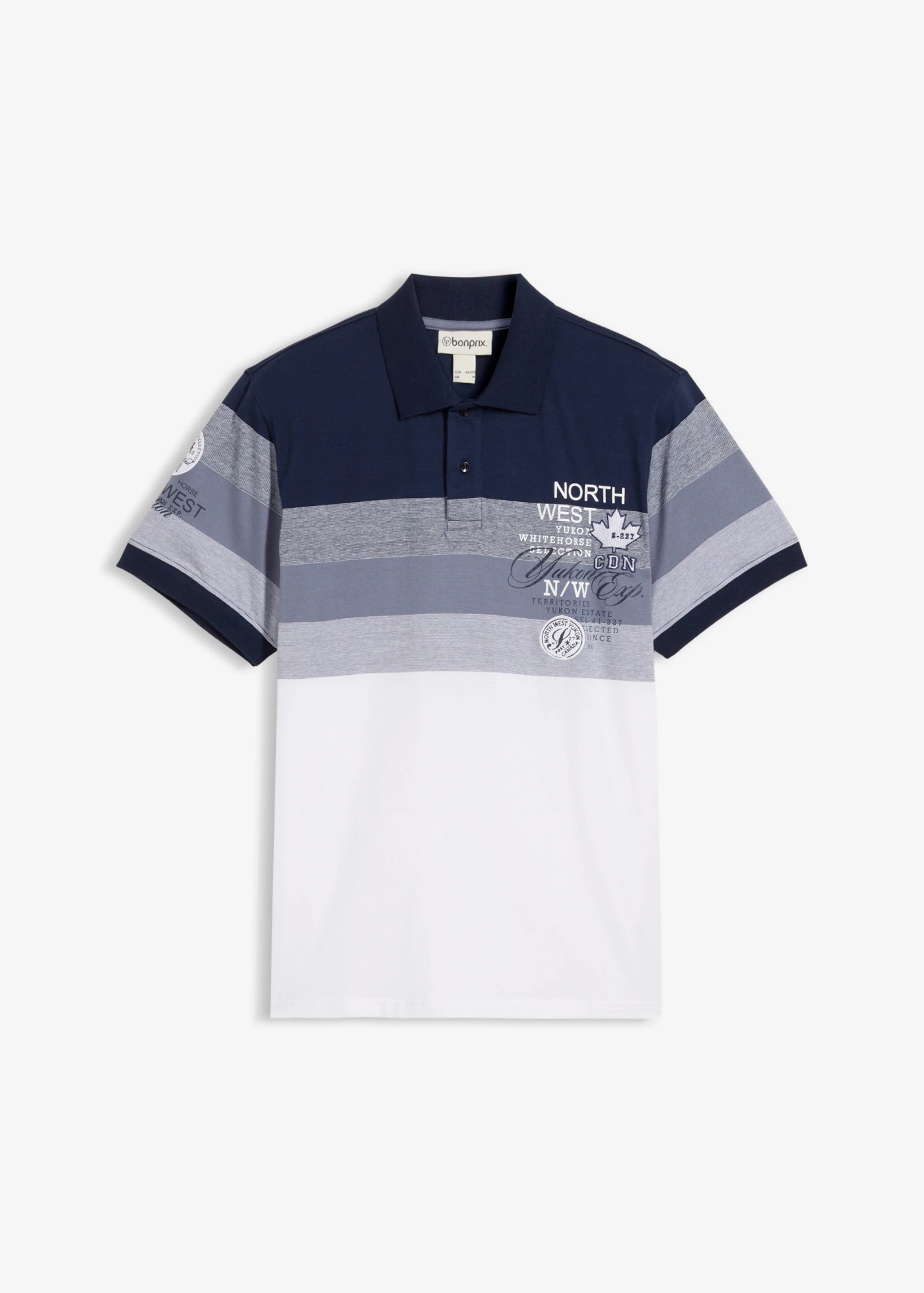 Jersey poloshirt van puur katoen, korte mouw • donkerblauw-rookblauw • bonprix online shop