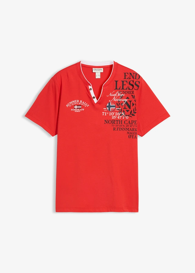 T-shirt col tunisien 100% coton