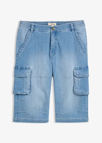 Bermuda long en jean léger à taille élastiquée, regular • bleu clair denim • Boutique bonprix