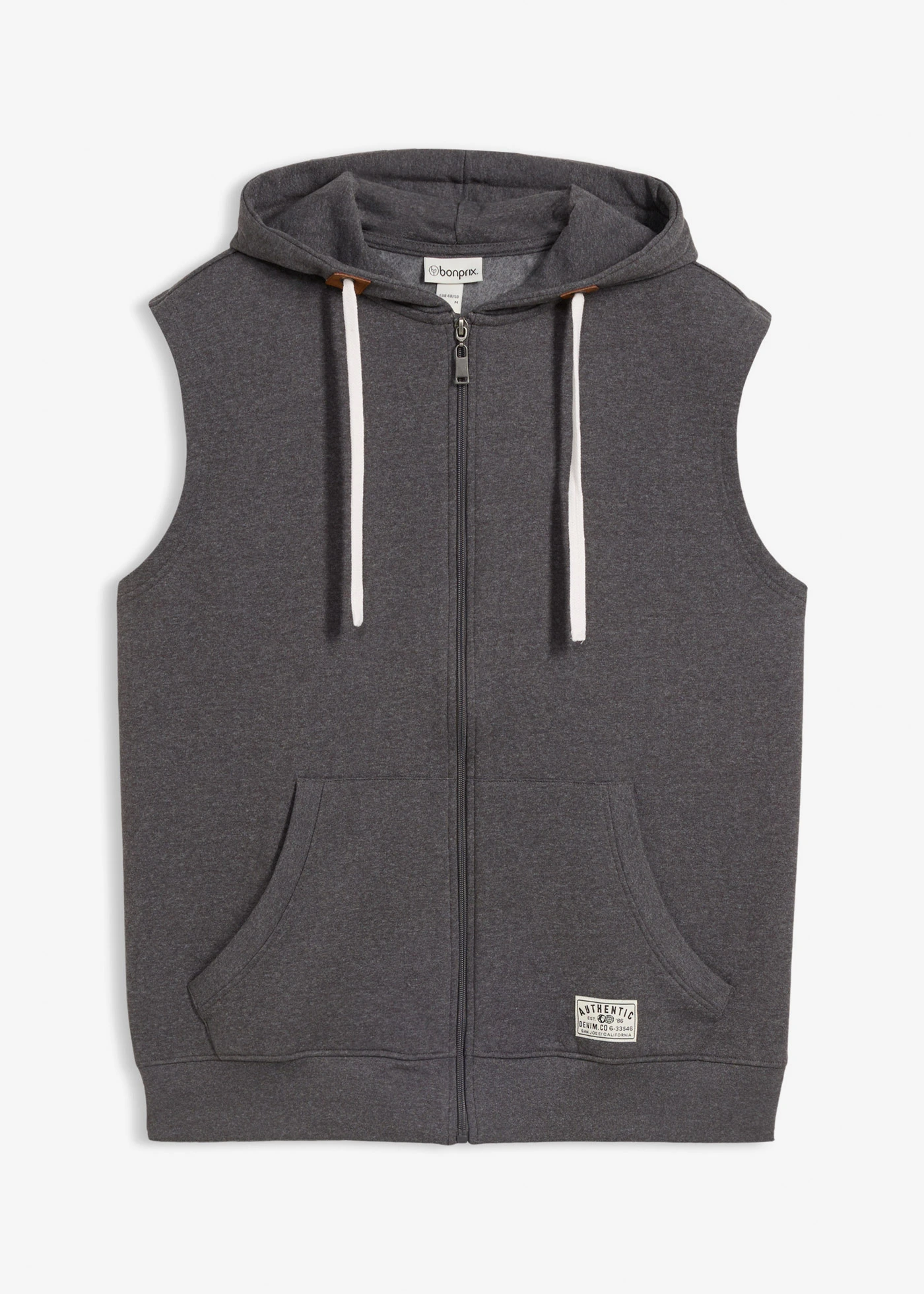 Sweatvest met capuchon in een zachte katoenmix • leisteengrijs gemêleerd • bonprix online shop