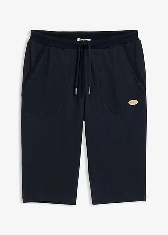 Bermude sweat lungi cu aspect denim și talie elastică