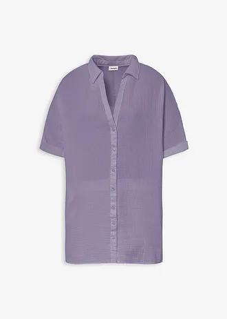 Bluză lungă oversize din muselină moale • violet fumuriu • magazin bonprix