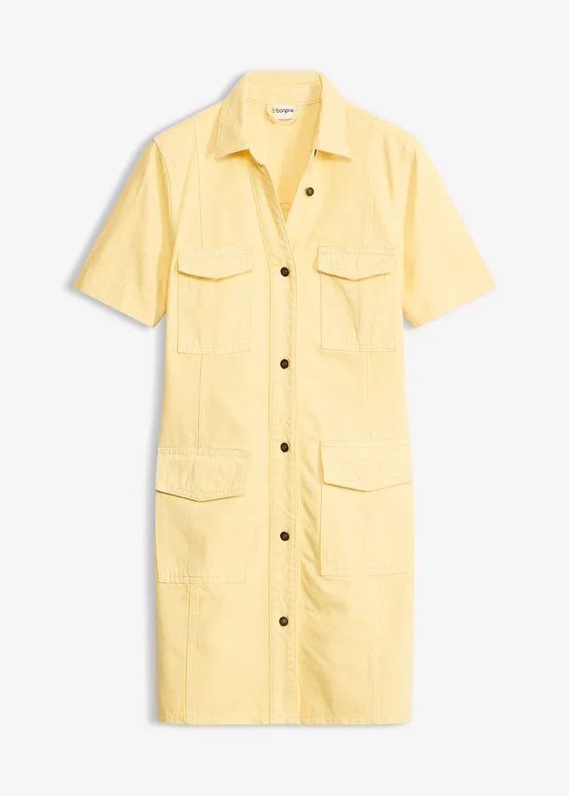 Robe courte 100% coton, Couleur: jaune clair