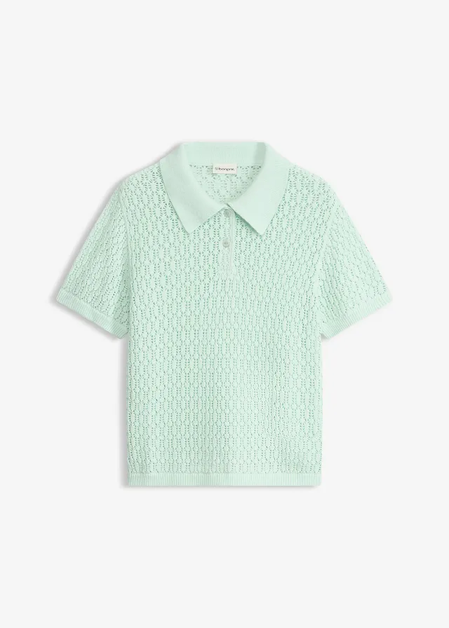 Pull ajouré 100% coton, Couleur: menthe clair