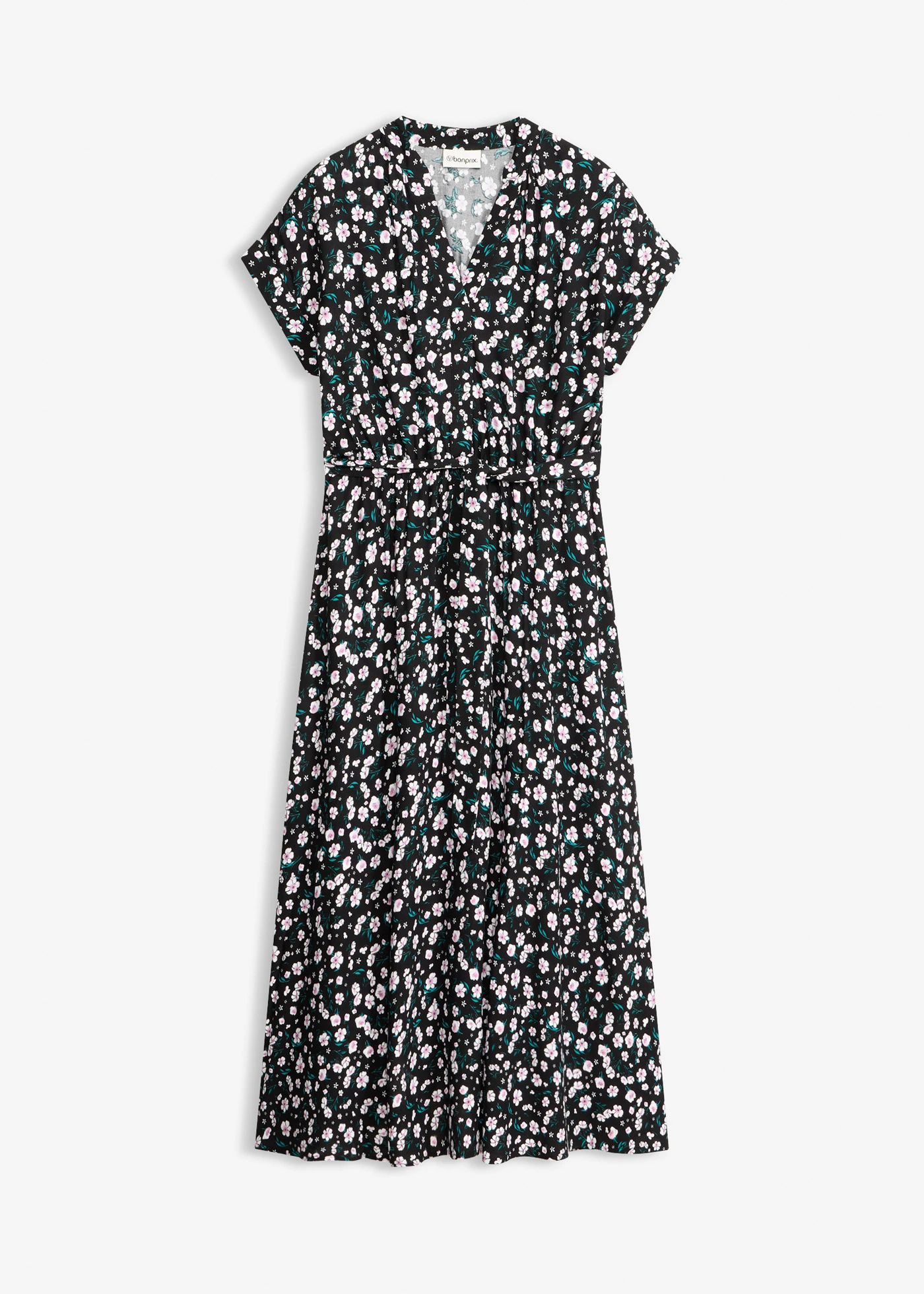 Overhemdjurk van soepele viscose • zwart gebloemd • bonprix online shop