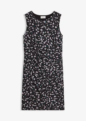 Getailleerde mini jurk van fijn mesh • zwart gebloemd • bonprix online shop