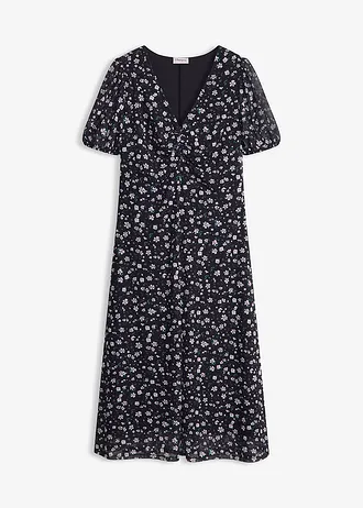 Robe évasée en jersey, Couleur: noir floral