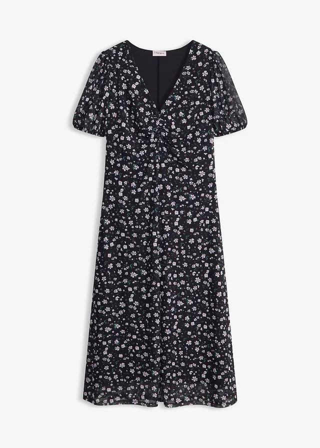Robe évasée en jersey • noir floral • Boutique bonprix