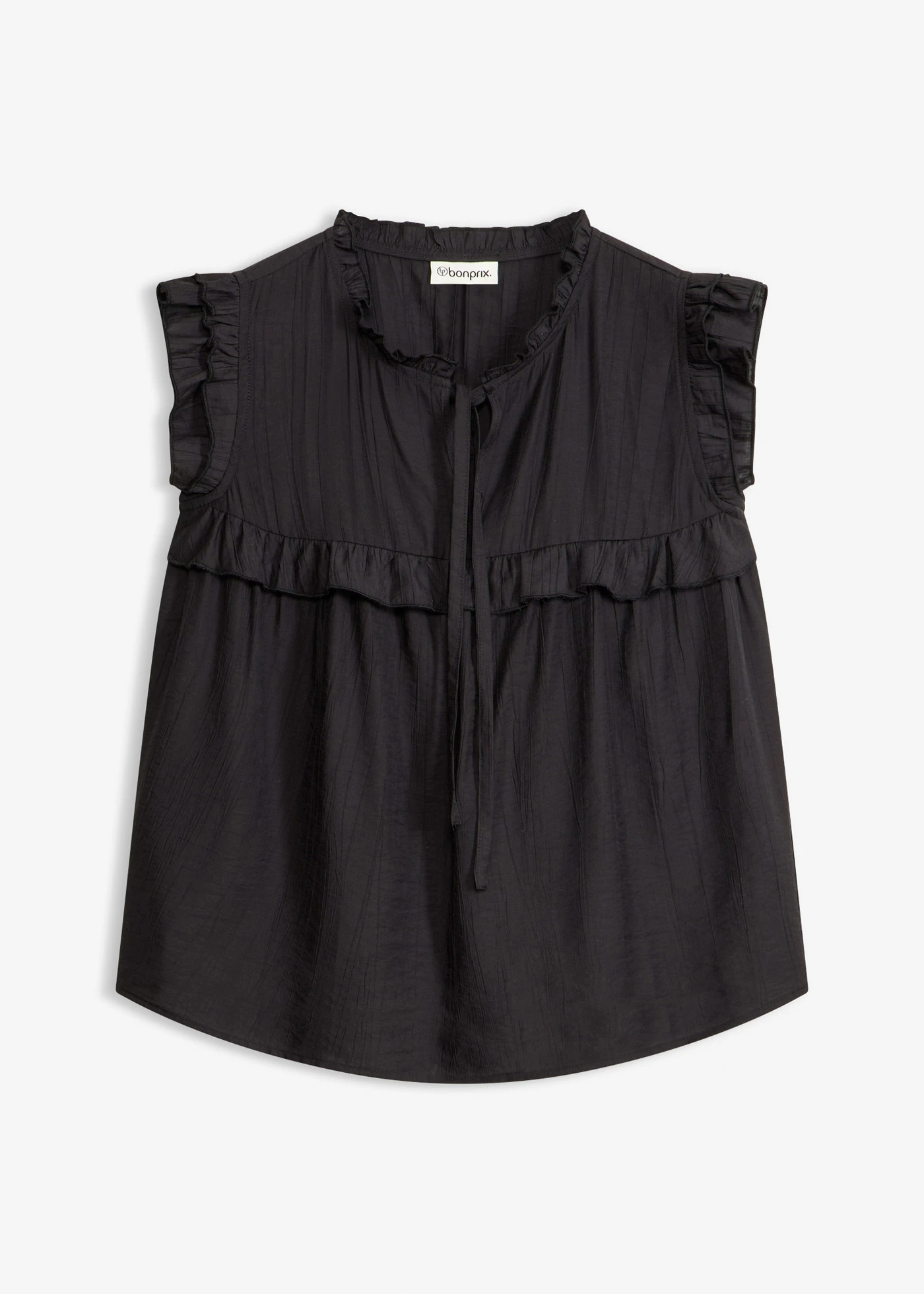 Blouse volantée en viscose mélangée • noir • Boutique bonprix