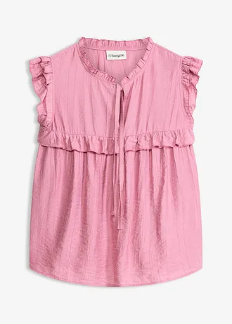 Blouse volantée en viscose mélangée • mauve • Boutique bonprix