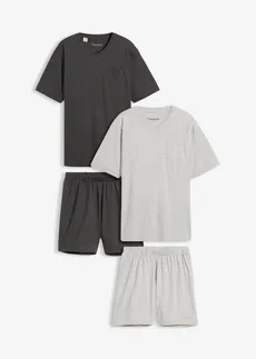 Lot de 2 pyjashorts (ens. 4 pces) • gris clair chiné + anthracite chiné • Boutique bonprix