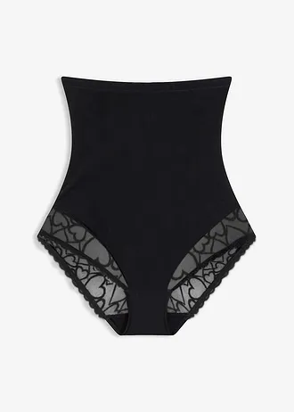 Chilot modelator cu efect shape puternic, cu dantelă cu inimioare • negru • magazin bonprix