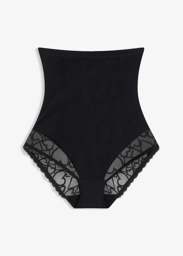 Corrigerende slip met kanten hartjes • zwart • bonprix online shop