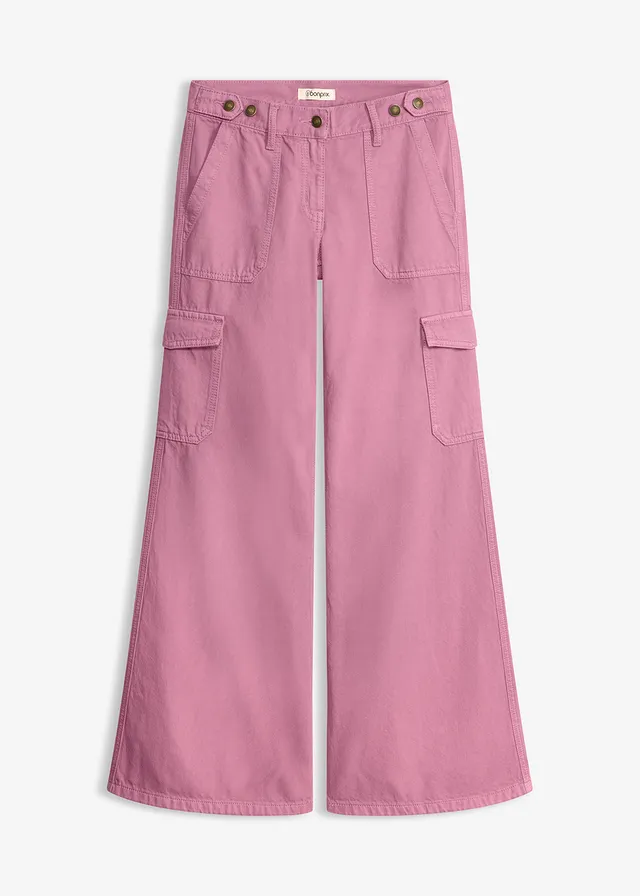 Pantaloni cargo din bumbac 100% • mov-maroniu • magazin bonprix