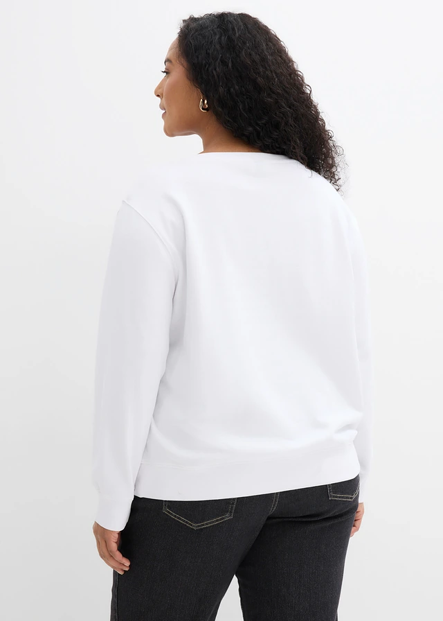 Sweater van puur katoen, Kleur: wit