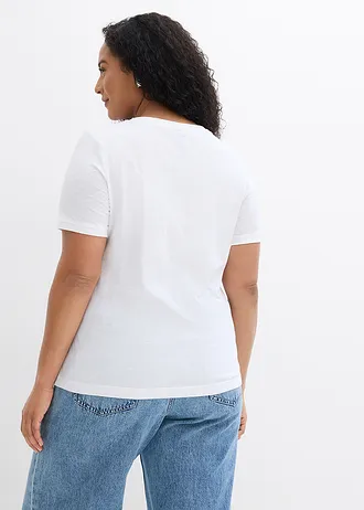 T-shirt van biologisch katoen, Kleur: wit-kaneel-lichtbruin-roestbruin-donkergroen-vanille-peergroen-nectarine