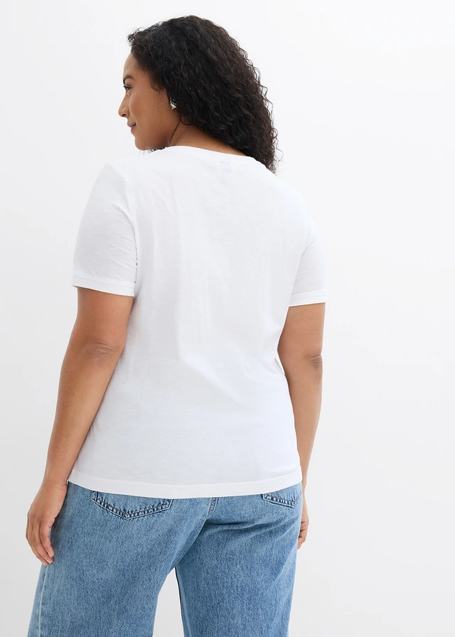 T-shirt 100% coton, Couleur: blanc-nectarine-vert poire-rouille