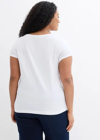 T-shirt van puur katoen, Kleur: wit