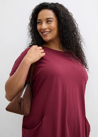 Jersey jurk met zakken, Kleur: esdoornrood