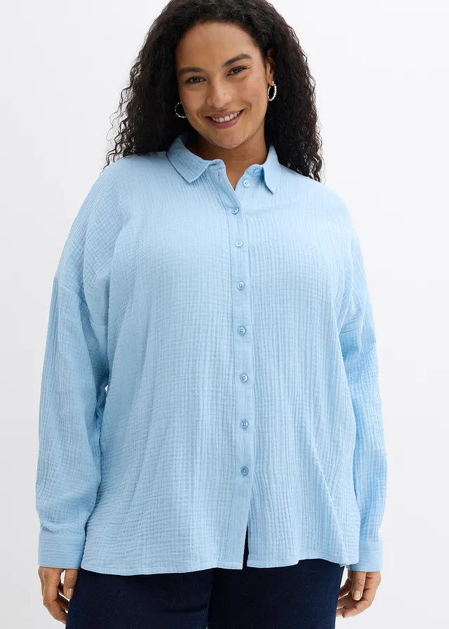 Chemisier en gaze de coton, Couleur: bleu clair used