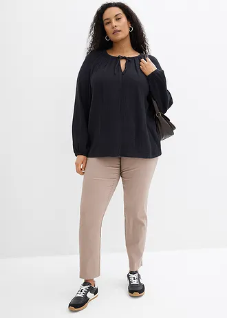 Blouse van luchtige mousseline, Kleur: zwart