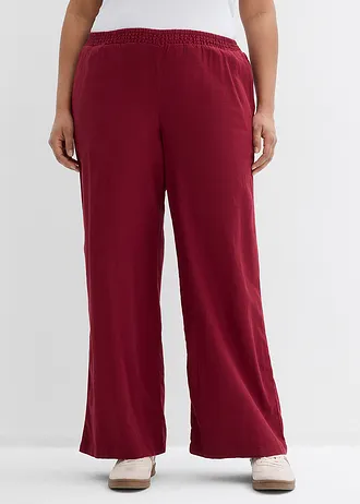 Pantalon palazzo en lin mélangé, Couleur: rouge érable