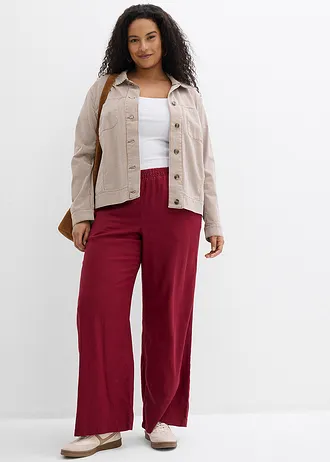 Pantalon palazzo en lin mélangé, Couleur: rouge érable
