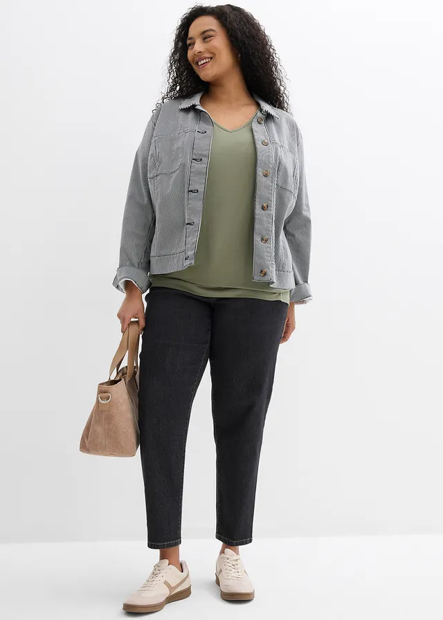 T-shirt oversize en viscose fluide, Couleur: olive