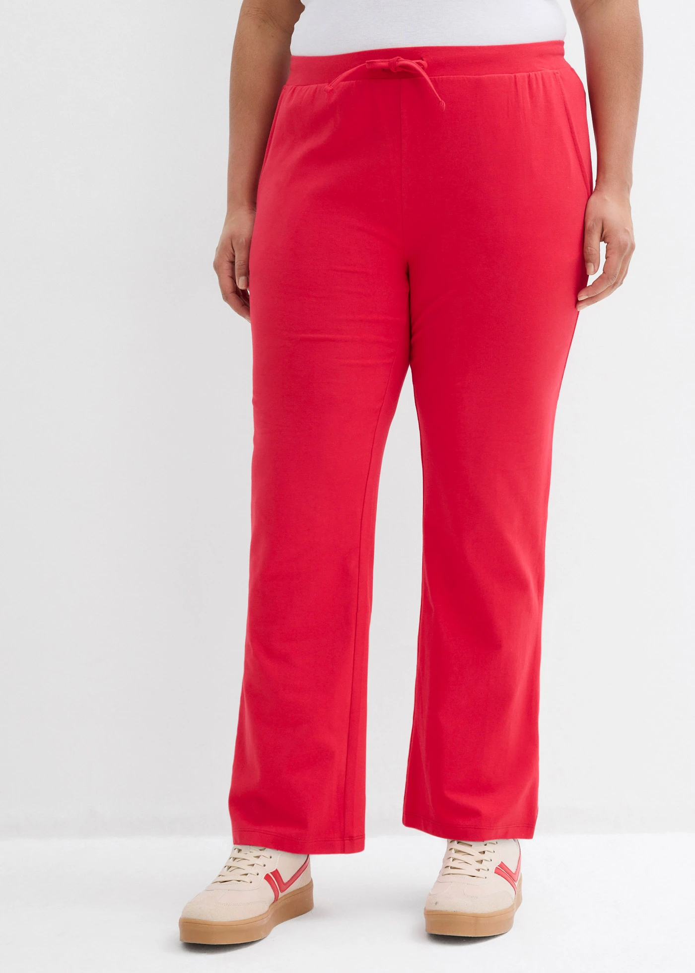 Broek met stretch en biologisch katoen • rood plus size • bonprix online shop