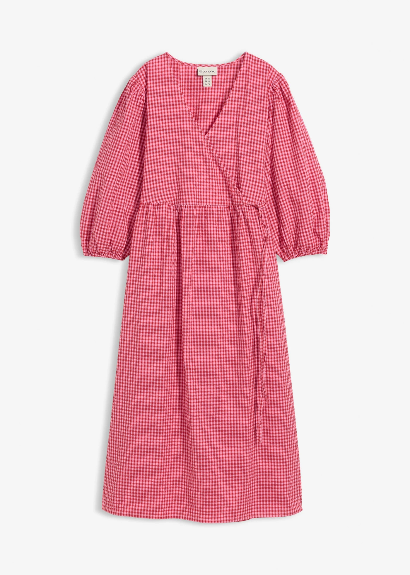 Robe portefeuille en matière texturée • rouge cerise/rose • Boutique bonprix