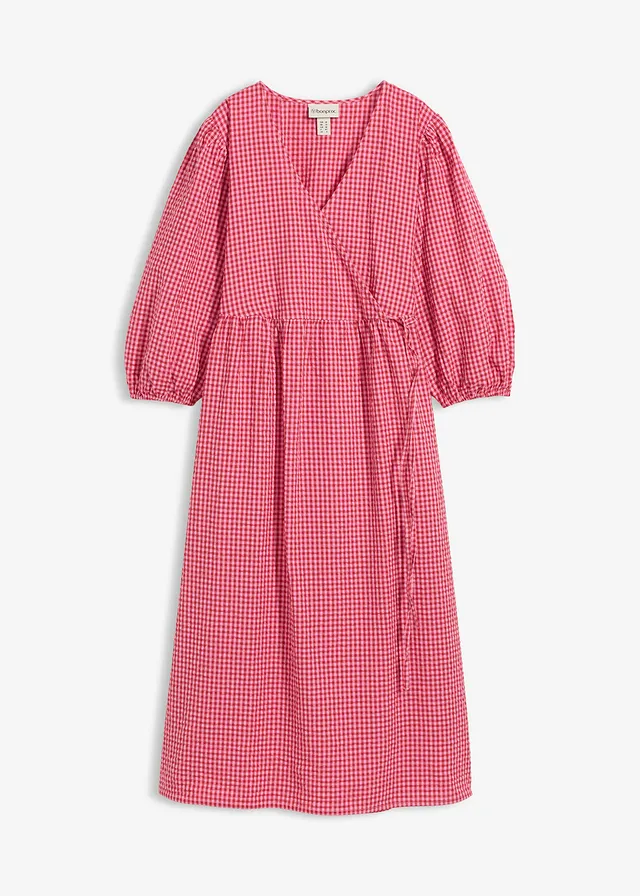 Robe portefeuille en matière texturée • rouge cerise/rose • Boutique bonprix
