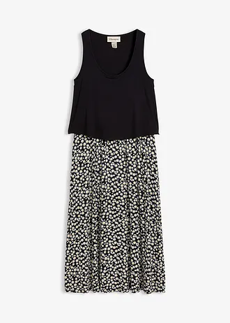 Jersey jurk van een soepele viscose-elastanmix • zwart gebloemd • bonprix online shop