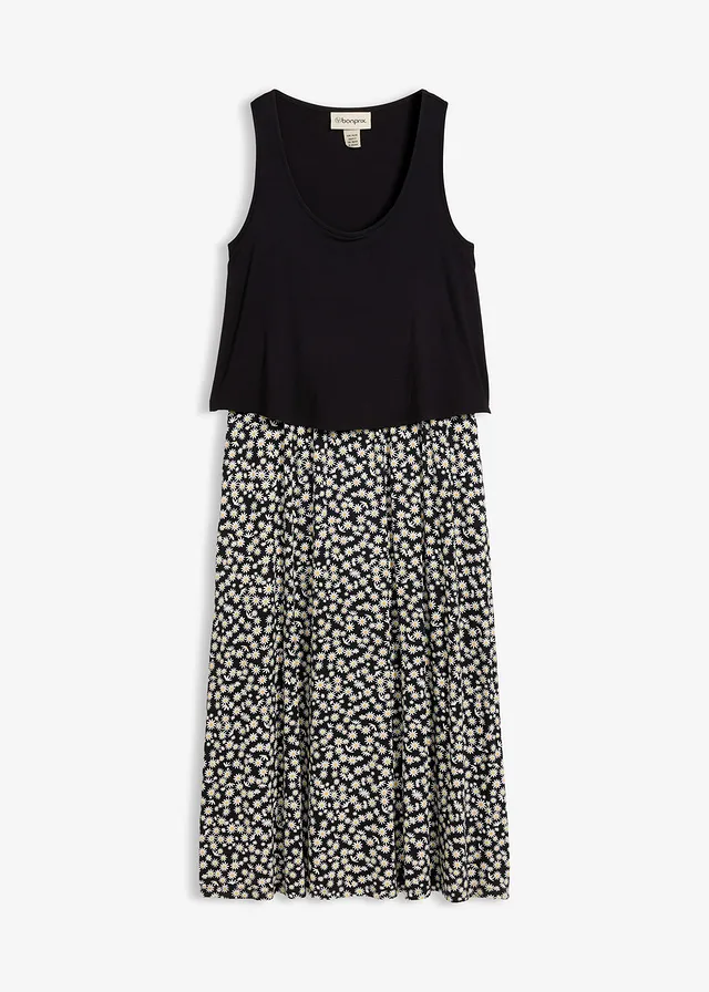 Jersey jurk van een soepele viscose-elastanmix • zwart gebloemd • bonprix online shop