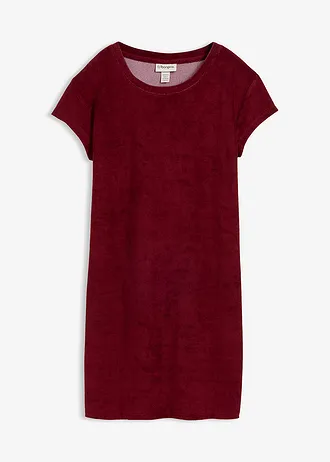 Sukienka T-shirtowa z frotte • czerwony rubinowy • sklep bonprix