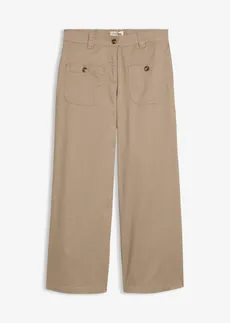 Wide Leg farmer, High Waist, kényelmes derékpánttal • szürkésbarna • bonprix áruház