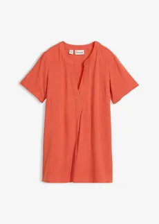 Lange tuniek van pure viscose, Kleur: kaneelrood