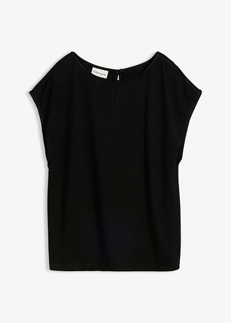 Koszulka oversize w optyce dzianiny • czarny • sklep bonprix