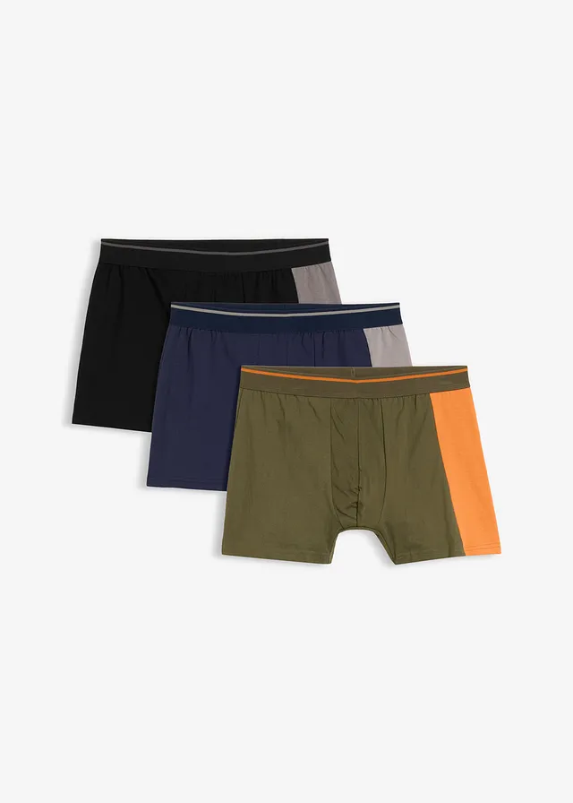 Boxershorts, strak, midi lengte, met katoen (set van 3), Kleur: zwart+donkerblauw+donkerolijfgroen