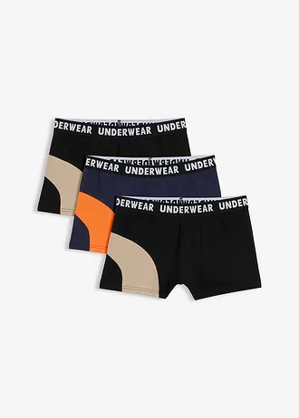 Strakke boxer met katoen (set van 3), Kleur: zwart/kaki/donkerblauw/oranje
