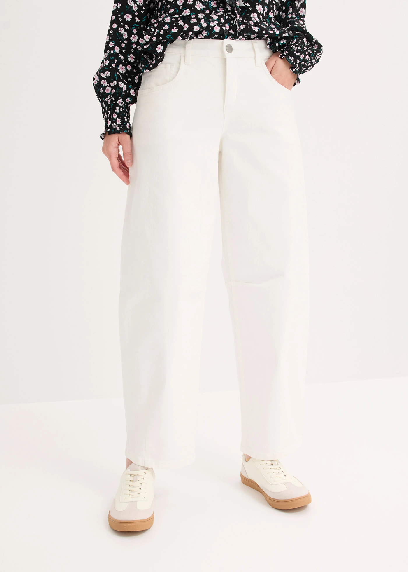 Pantalon en twill de coton extensible • ecru • Boutique bonprix