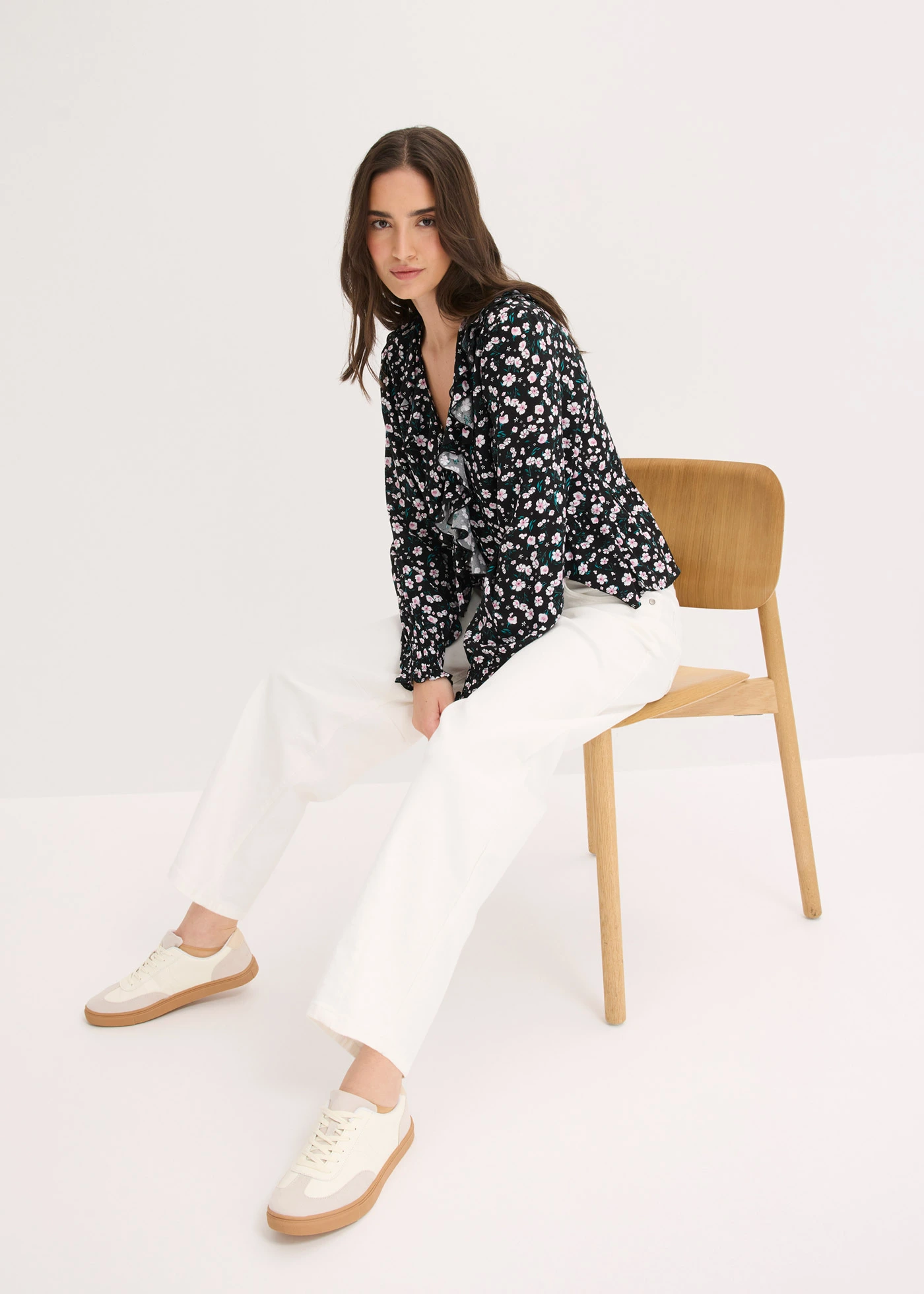 Pantalon en twill de coton extensible • ecru • Boutique bonprix