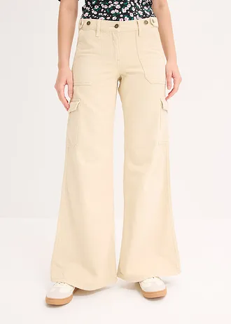 Pantaloni cargo din bumbac 100% • bej nisipiu mat • magazin bonprix