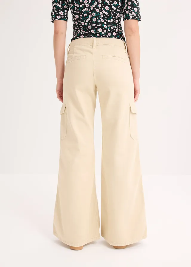 Pantalon cargo 100% coton, Couleur: sable clair
