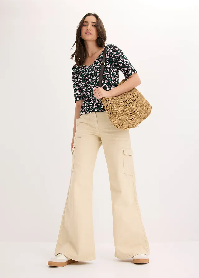 Pantalon cargo 100% coton, Couleur: sable clair