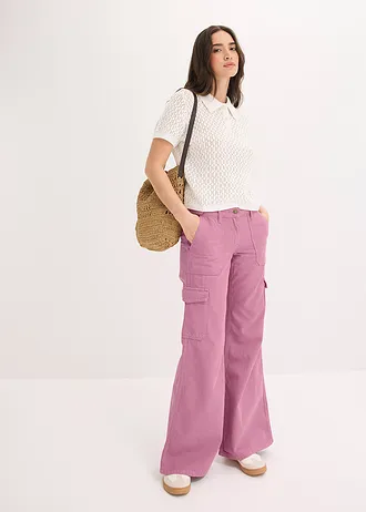 Pantaloni cargo din bumbac 100% • mov-maroniu • magazin bonprix