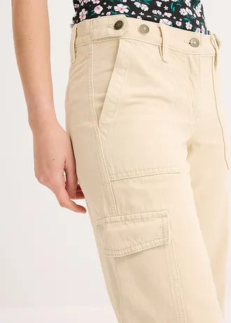 Pantaloni cargo din bumbac 100% • bej nisipiu mat • magazin bonprix