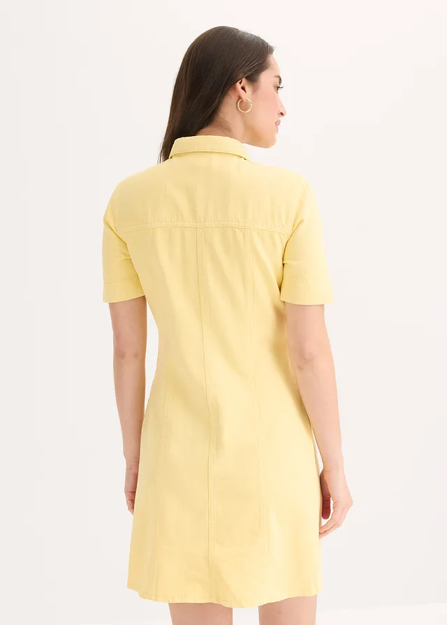 Robe courte 100% coton, Couleur: jaune clair