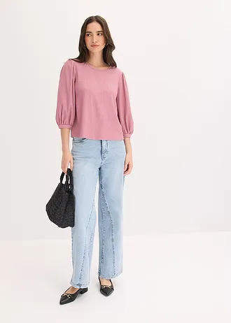 Blouse en jersey crêpe texturé • mauve • Boutique bonprix