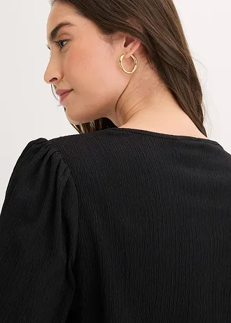 Blouse en jersey crêpe texturé • noir • Boutique bonprix